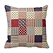 Romantichouse Polyester Square Decorative Usa Americana Patchwork Red White And Blue Quilt Throw Pillowcases 16 x 16 Inches