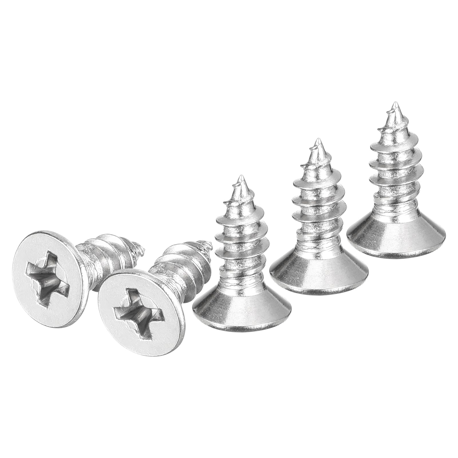 DTGN 50Pcs M5x14mm Flat Head Wood Screws, 304 Stainless Steel Phillips Self Tapping Screws - Good for Woodworking, Furniture - Silver — image 1