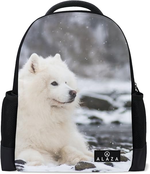 My Daily Samoyed Dog Winter Backpack 14 Inch Laptop Daypack Bookbag for