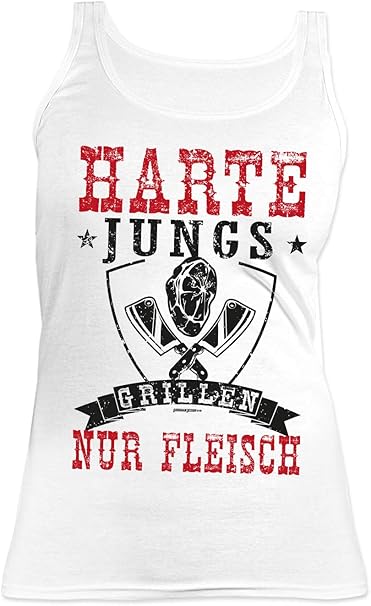 Grillmeister Spass Trager Shirt Tank Top Damen Lustige Spruche Harte Jungs Grillen Nur Fleisch Amazon De Bekleidung