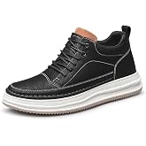 Men&rsquo;s Height Increasing Shoes Leather Lace Up Elevator Sneakers, Hidden Lift Oxford Style Walking Shoes for Casual Walking Athletic