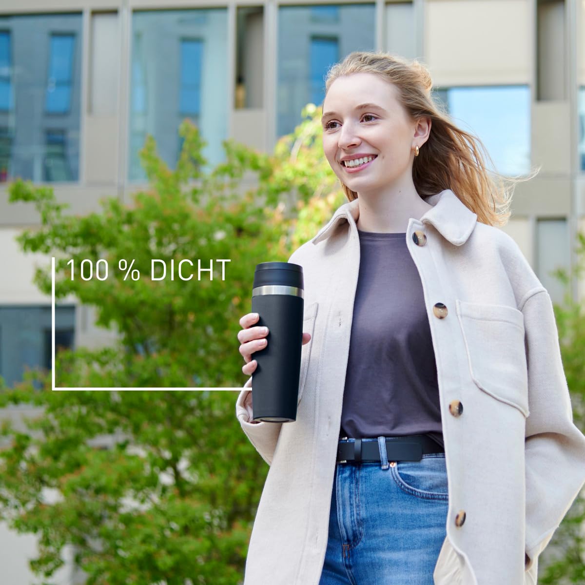 Emsa N2023550 Travel Mug Classic Isolierbecher 0,5 Liter, neuer Komfort Schraubverschluss, Pulverbeschichtung, Edelstahl, 360 Grad Trinköffnung, Schwarz 5