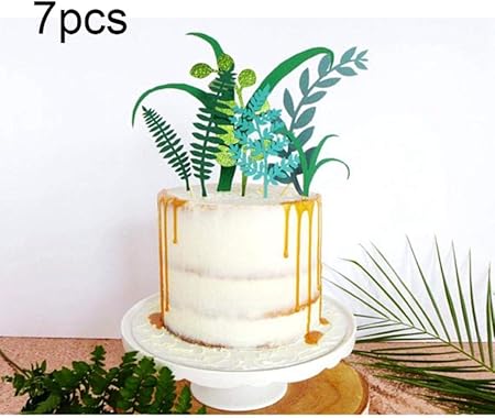 Paizep Nature Green Plant Cake Toppers Laser Drapeaux Gateau Jungle Party Anniversaire Bebe Douche Gateau Topper De Mariage Plante 7 Pcs Amazon Fr Cuisine Maison