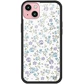 Wildflower Cases - Compatible with iPhone 15 Plus | Protective Black Bumper, 6.5ft Drop Test Certified, Women Owned Small Business | Aesthetic Coquette Trendy Flower | Lilac & Blue Floral