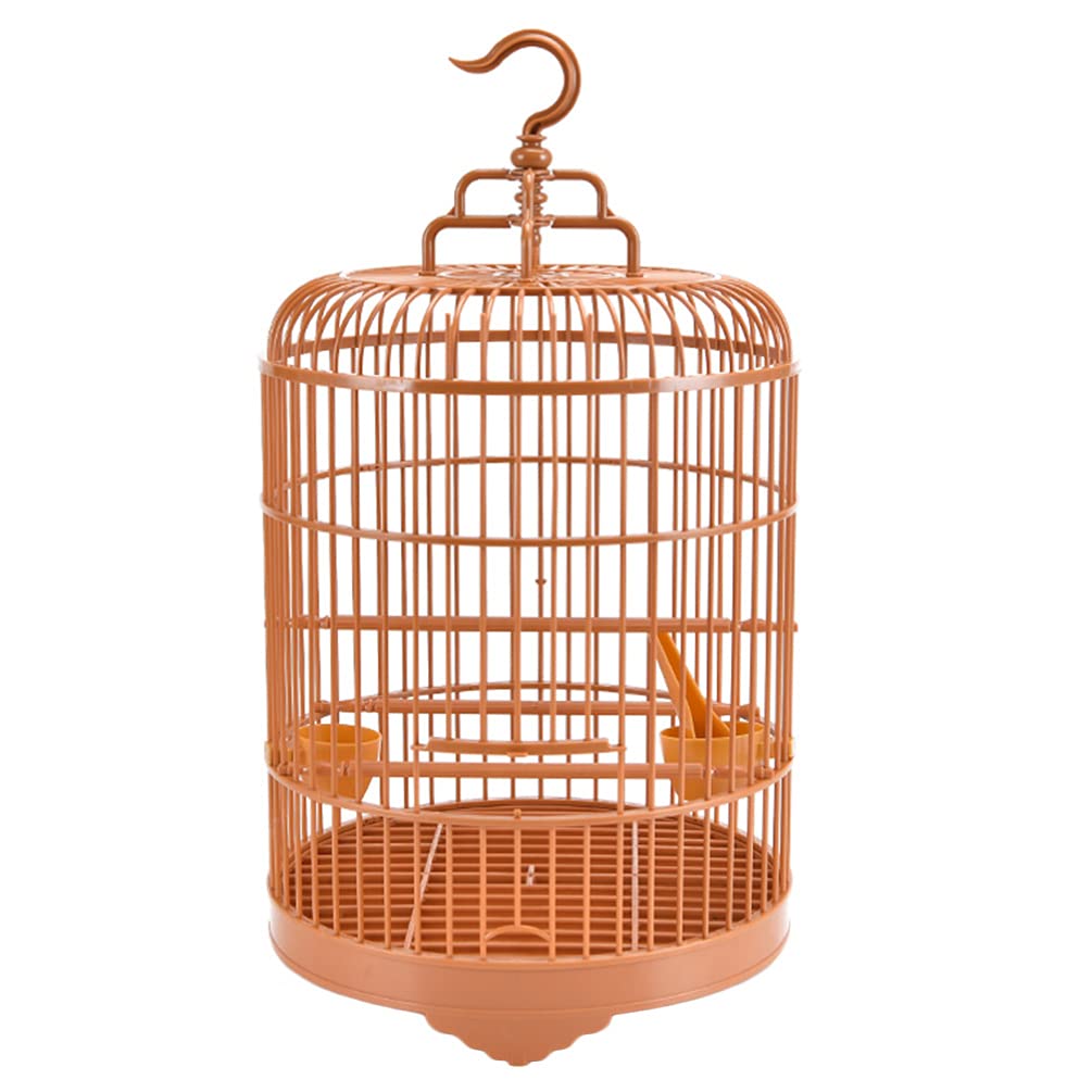 POPETPOP Plastic Round Bird Cage with Feeder Plastic Bird House Cage Carrier for Birds Parakeets Finches Cockatiels 25CM