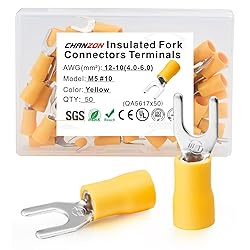 Chanzon UL Listed Insulated Fork Terminals #10 M5