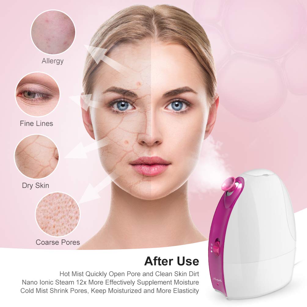 Facial Steamer,Nano Ionic Facial Steamer Professional Home Facial with Hot and Cold Mist Humidifier, Portable SPA Face Steamer Skin Cares Deep Cleanse[25 Min Hot Steam &60 Min Cold Steam Time]: Beauty