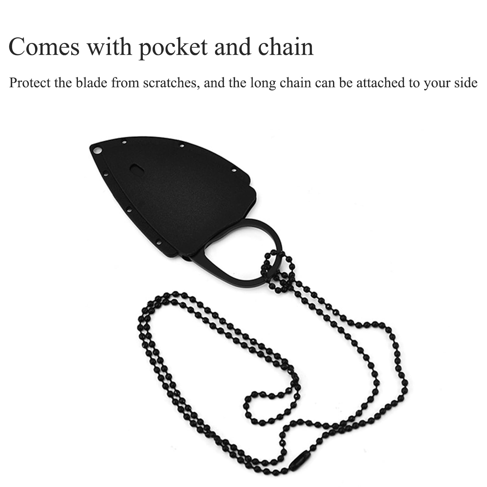 AZHU Neck Knife, Mini Full Tang Tactical Fixed Blade Knife, Small EDC Kinfe, Small Pocket Knife for Every Day Carry, Outdoor Camping, Hiking, Backpacking (Black)