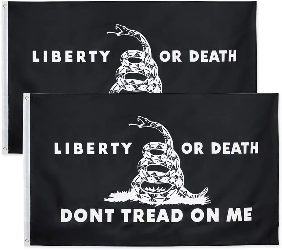 3x5 Fts Liberty Or Death Gadsden Flag - Dont Tread On Me Flags - 2 Pack