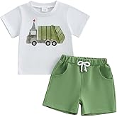 Douhoow Toddler Boy Outfits Farm Animals Truck Embroidery Short Sleeve T-Shirts Tops Casual Shorts Baby Boy Clothes
