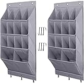 Fentec Over the Door Shoe Organizer, 2 Pack Hanging Shoe Organizer,12 Large Pockets and 2 Larger Storage Various Compartments