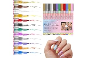 SICOSPI 12 Colors Nail Art Pens Set, 2026 New Nail Art Pens for Painting Nails, Nail Art Markers Doodle Pen, Nail Art Tools for Dotting Drawing Painting Point Liner DIY, Quick Dry (1 Set, 0.7mm)