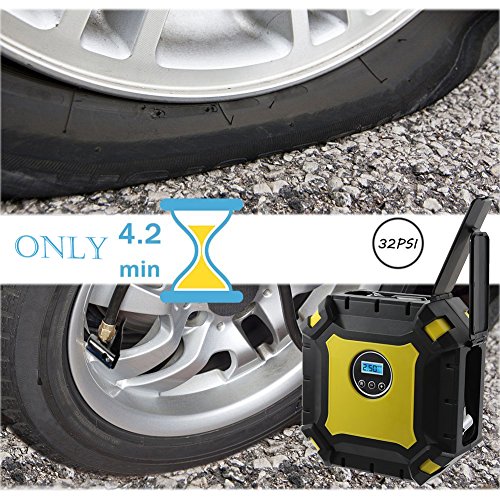 Portable Air Compressor Pump, Auto Digital Tire Inflator with Gauge, 12V 100PSI Auto Air Compressor Preset Pressure Shut Off with LED Light for Car, Truck, Bicycle, Basketballs and Other Inflatables - Thumbnail 2