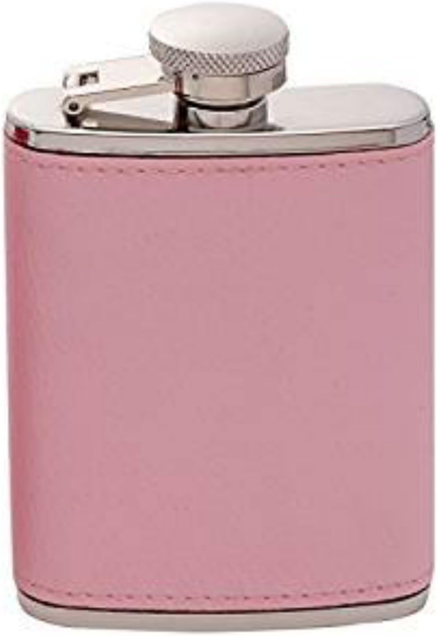 Gaventa London 3oz Pink Leather Stainless Steel Hipflask