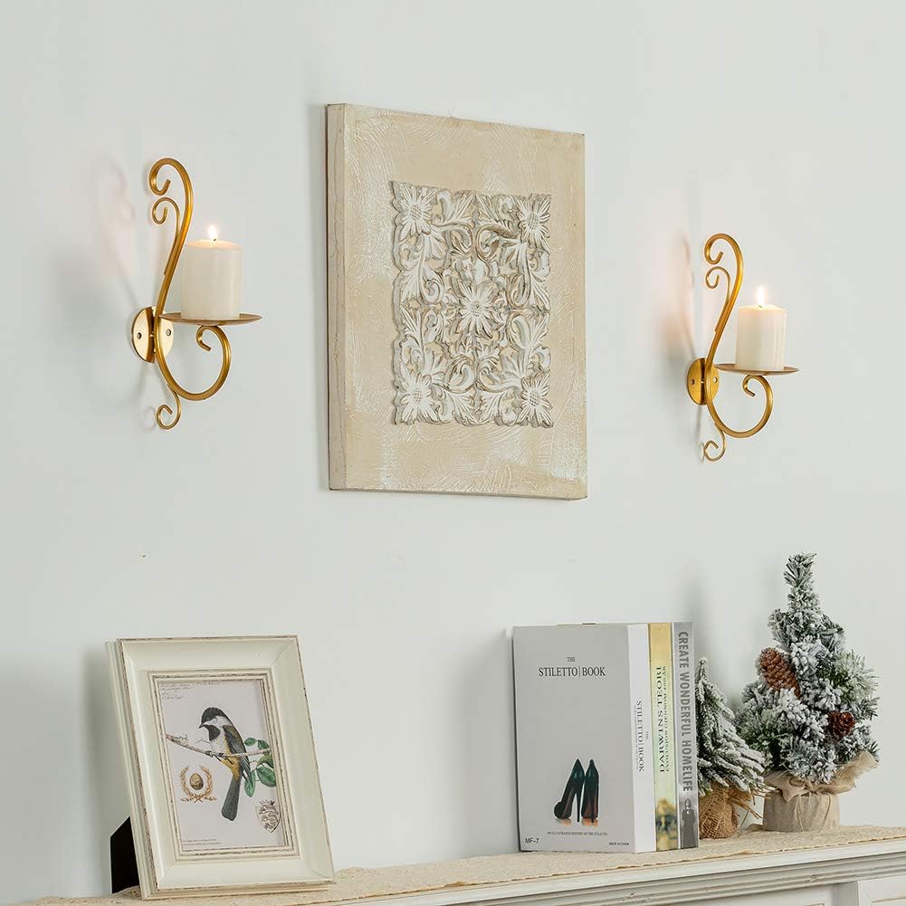 Sziqiqi Wall Candle Sconces Iron Vine Candleholder Wall Art Decoration Home Decoration Tealight Candle Stand Gold: Home & Kitchen