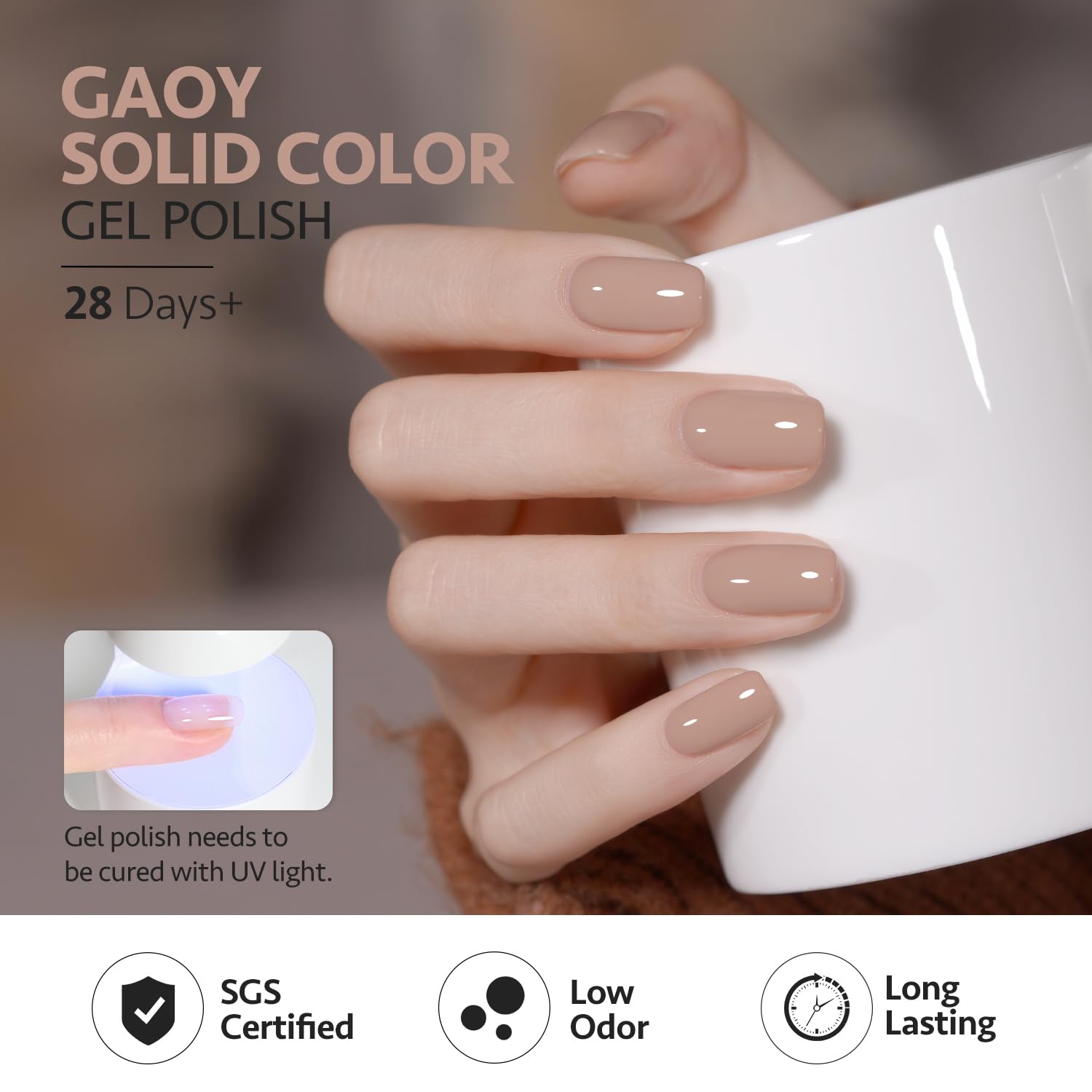 GAOY Nude Brown Fall Gel Nail Polish Set, 6 Colors White Beige Dark Tan Taupe Soak Off UV Light Cure Gel Polish Kit for Salon and Nail Art DIY at Home - Image 5
