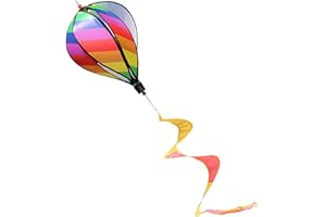 ASKINDS 6 Panel Rainbow Windsock Hot Air Balloons Wind Spinner with Colorful Tail Kinetic Hanging Decoration for Outdoor, Garden, Courtyard, Indoor