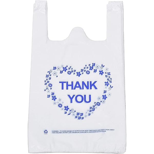 Large Thank You Plastic Shopping Bags - 23 X 13 X 8 Inches, Ideal For T-Shirts & Retail
