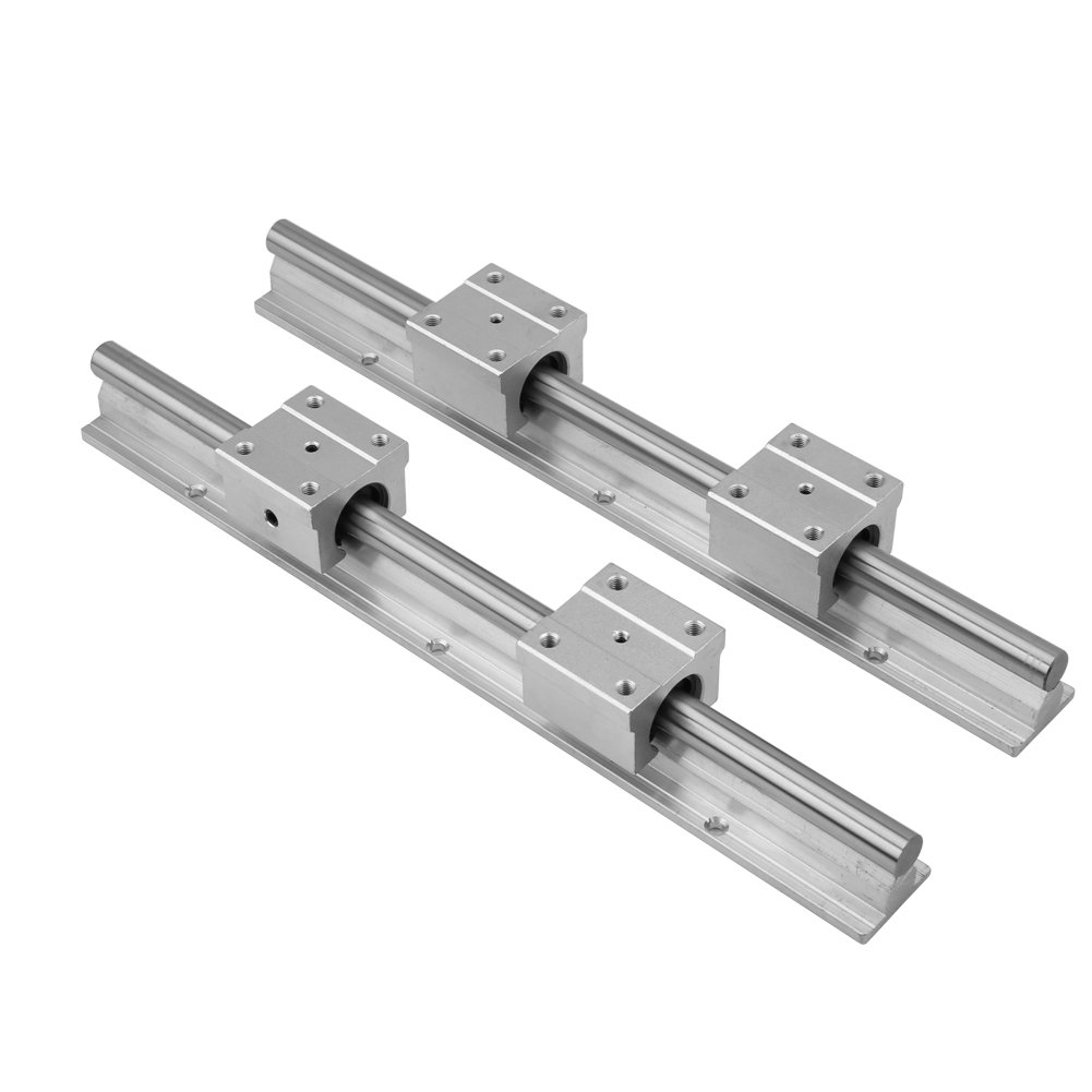 2Pcs 30cm Linear Rail Guide,Locking Type SBR12 Slide Rail Shaft,with 4Pcs Bearing Slide Block,High Hardness,Anti-Rust, for DIY CNC Routers, Mills, Lathes