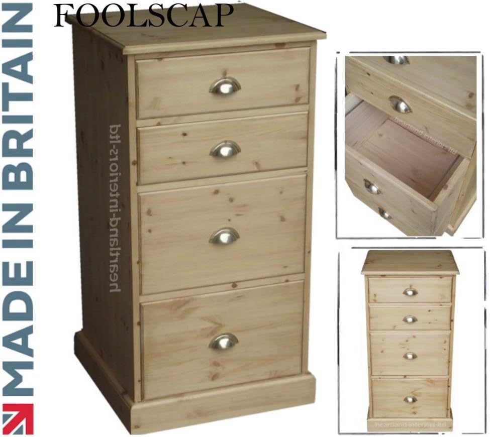 Solid Pine Filing Handcrafted & Waxed 2 Drawer Folio Filing Unit with 2 Stationary