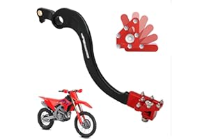 JFG RACING Motorcycle Folding Rear Brake Pedal Foot Lever CNC for CRF250R 2004-2024 CRF450R 2005-2024 CRF450RX 2017-2024 CRF250RX 2019-2024 Dirt Bike Red