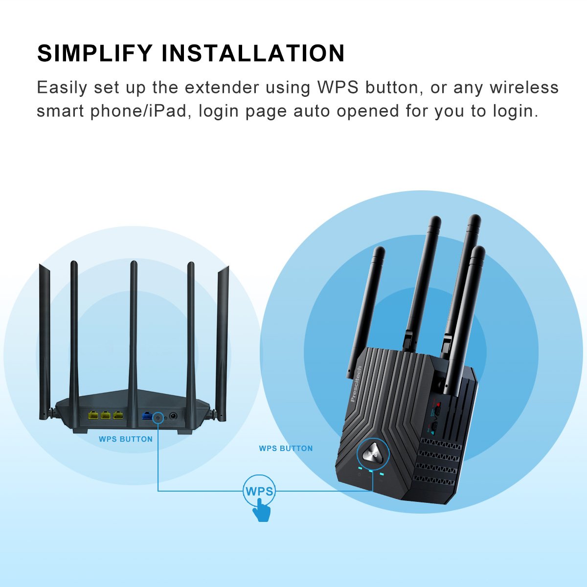 Coredy WiFi Range Extender, AC1200 Dual Band Mini WiFi Repeater, WiFi