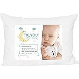 TILLYOU Ergonomic Nursery Baby Pillow for Sleeping in Crib or Small Bed, 100% Breathable Cotton Toddler Child Pillow with Pil