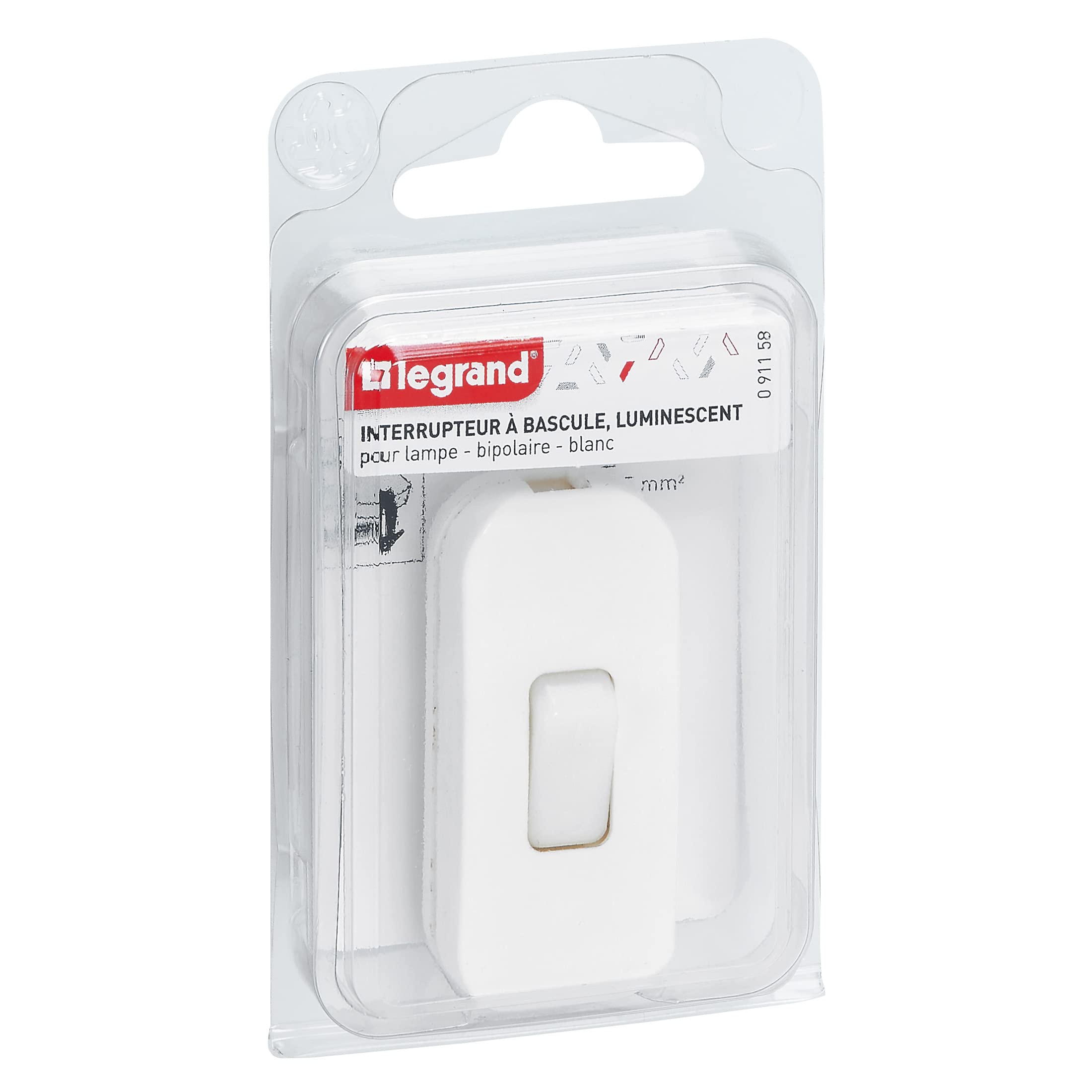 Legrand LEG91158 Toggle Switch Luminescent 2 A Flexible Wire White