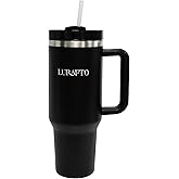 LURAFTO 40 oz Tumbler with Handle I Stainless Steel, BPA-Free Mug with Lid & Straw I Double Wall Insulated Black Tumbler for Hot & Cold Drinks I Anti- Slip & Comfortable Grip, Reusable Travel Mug
