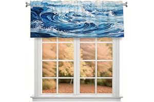 Yeahhhlife Valances for Windows, 54"x18" Short Window Valance Curtains for Living Room Bedroom Bathroom, Ocean Waves Decorati