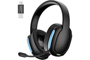 Wireless Gaming Headset for PS5, PC, PS4, 2.4Ghz Gaming Headphones with Mic, 7.1 Stereo Surround Sound, 30H Playtime, Gamer H