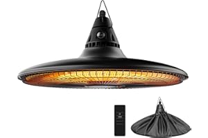 Hanging Heater, 1500W Outdoor Electric Patio Ceiling Heater with Remote Control, Infrared for Courtyard, Garage, Patio, Overh