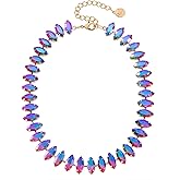 Firstmeet Tapering Oval Crystal Rhinestone Choker Collar Necklace All-Around Wedding Bridal Gift Jewelry for Women