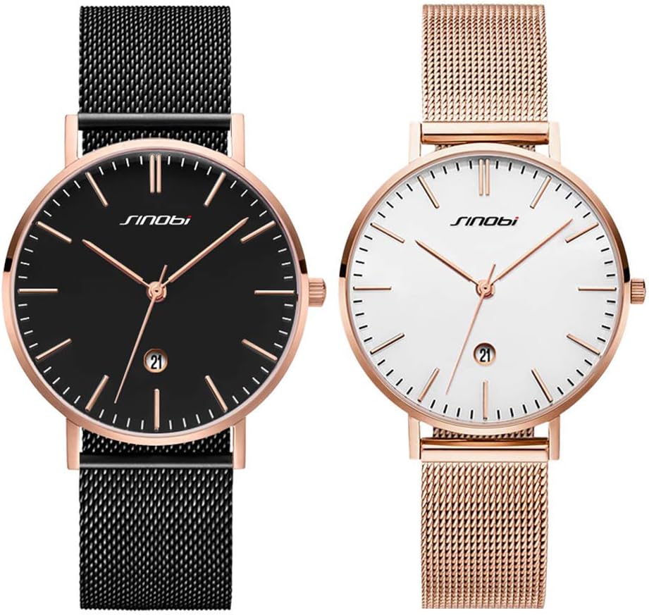 Couple Watches Anniversary Gifts Set of 2 Pairs Gifts for Valentines Day Men Women Analog Wrist Watch (Couple 9709)