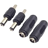 Qaoquda DC 5.5 x 2.1mm Power Adapter, (2 Pairs) DC Power 5.5mm x 2.1mm Female to Female Coupler, Male to Male Coupler, for LE