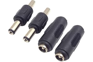 Qaoquda DC 5.5 x 2.1mm Power Adapter, (2 Pairs) DC Power 5.5mm x 2.1mm Female to Female Coupler, Male to Male Coupler, for LE