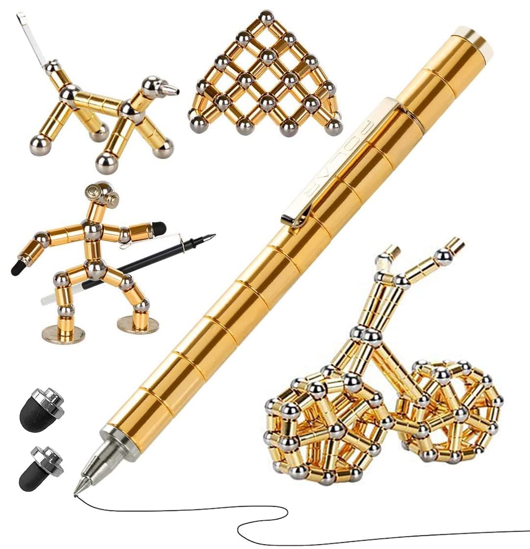 Magnetic Fidget Pen โ Stress Relief Gadget for Men & Women, Valentine Easter Birthday Gift for Teenager Boys Girls Kids, Cool Magnetic Fidget Toy for Anxiety Relief & Focus (Gold)