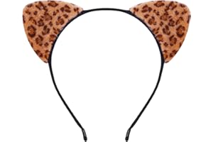 YouNuo Cat Ears Headband, Leopard Cat Woman Costume Headbands for Adult Women Girls, Halloween Cosplay Party Accessories