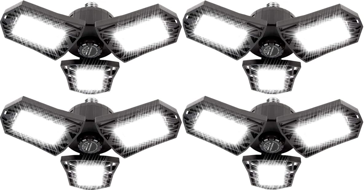 Photo 1 of *** only comes with 1 !!!***** ANYPOWK LED Garage Lights 4 Pack - 6000 Lumen 6500K Daylight 60W, Three Leaf Led Garage Ceiling Lights
