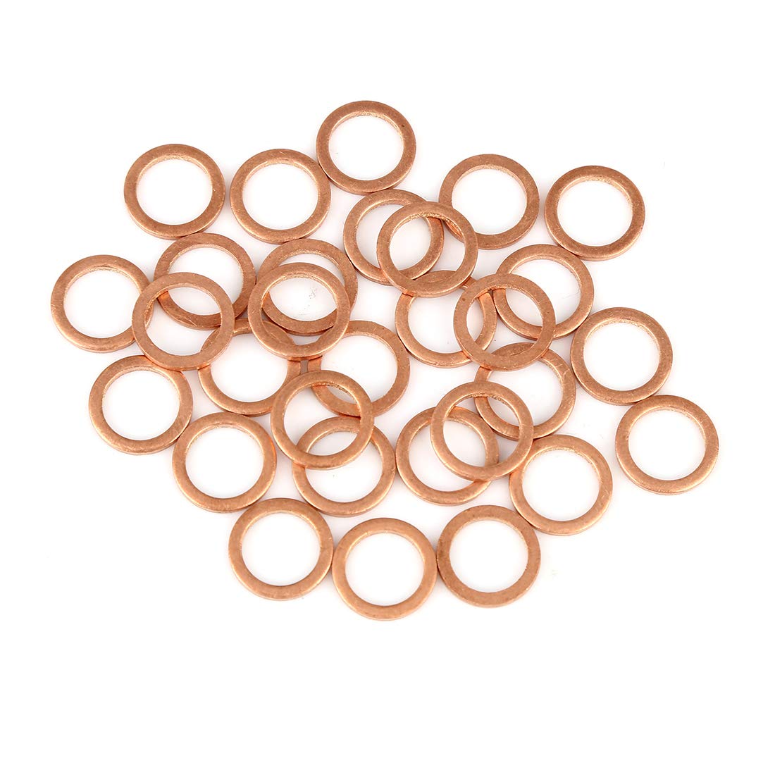 X AUTOHAUX Copper Washer Flat Sealing Gasket Ring for Car 10 x 14 x 1.5mm 30pcs