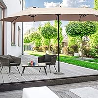 Amazon Com Tangkula 15 Ft Patio Umbrella Double Sided Outdoor Market Table Umbrella With Crank Beige Clothing