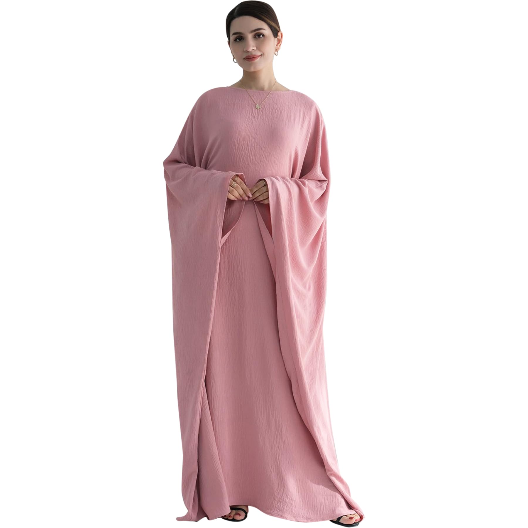 Women Muslim Abaya Dress 1Piece Bat Sleeve Islamic Maxi Robe Fashion Jilbab for Women Eid Kaftan Muslim Robe
