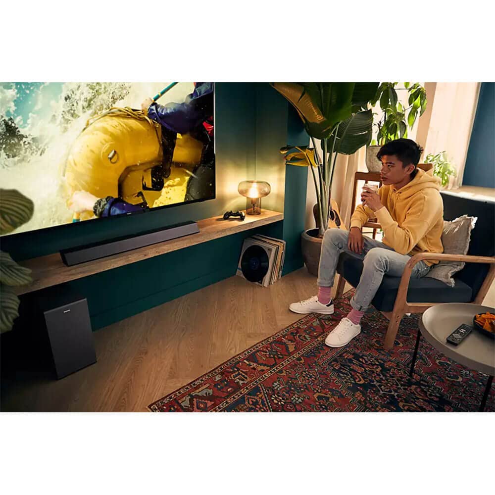 Philips B7305 2.1 Channel 300 Watts Dolby Audio Performance Soundbar Speaker with Wireless Subwoofer, HDMI ARC (TAB7305)