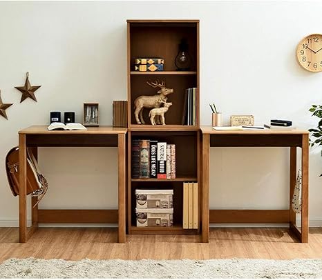 Amazon コンパクト ツインデスク 学習机 学習デスク リビングデスク 勉強机 勉強デスク ツイン デスク シェルフ シンプル 子供 大人 本棚付き おしゃれ 子供部屋 ブラウン デスク単体 オンライン通販
