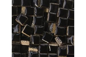 PINUO&KE 200 Pieces / 200 g Square Shapes 1x1 cm Square Ceramic Mosaic Mosaic Tiles for Crafts, Colorful Stained Glass Pieces for Mosaic Projects - Dark Black