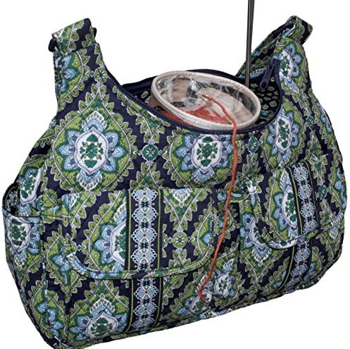 Yarn Tote Organizer, Knitting Tote Shoulder Bag, with a See Through Pouch with Grommet on Lid for Thread Yarn to Go Through, Prevent Yarn Tangling