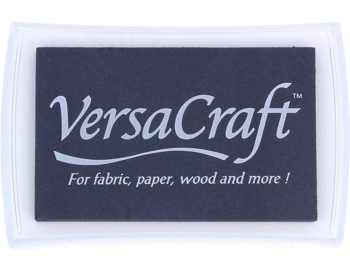 Tsukineko VersaCraft Ink Pad for Stamping - Black, Midnight - Large - Water-Based, Opaque, Archival - Embossing