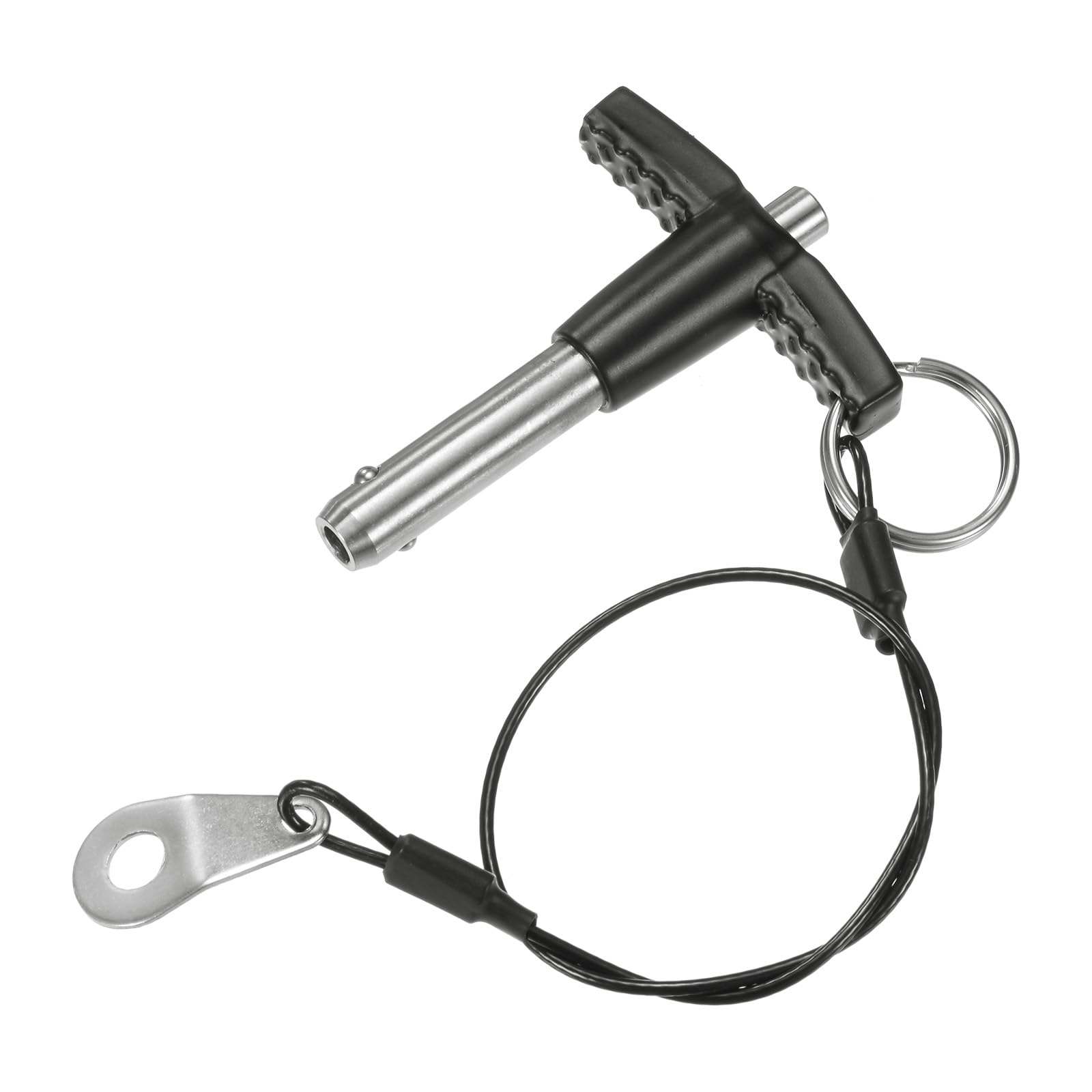 M METERXITY T Handle Lock Pin, 5/16" [8mm] Dia., 25/32 [20mm] Usage Length Push-Button Quick Release Locking Pins W Lanyard Cable for Speaker/Aviation/Gym/Machine [304 Stainless Steel]