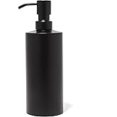 Black Soap Dispenser for Kitchen & Bathroom – 15 oz Refillable Resin Pump Bottle for Dish Soap, Hand Soap, Shampoo, Conditioner – Modern Countertop Dispenser with Non-Slip Protective Pads