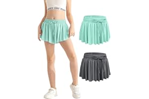 Alakuoti Girls Flowy Athletic Shorts with Pocket Drawstring 2 in 1 Quick Dry Butterfly Skirts for Running, Tennis, Dance